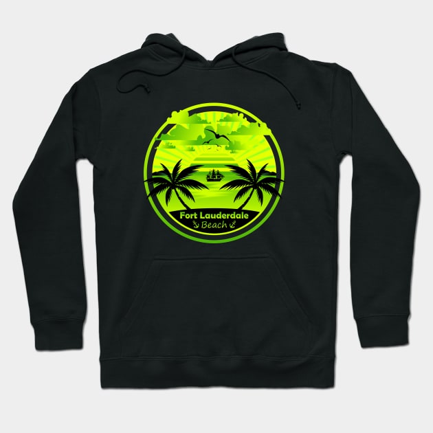 Fort Lauderdale Beach, Palm Trees Sunset, Florida Summer Hoodie by Jahmar Anderson